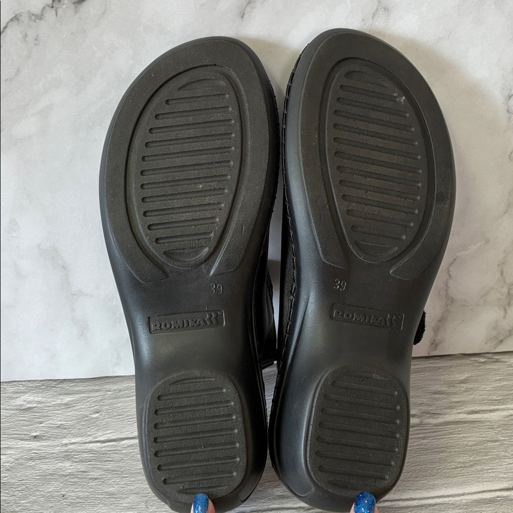 Romika Women's Black Leather Open Toe Sandals - Picture 13 of 15
